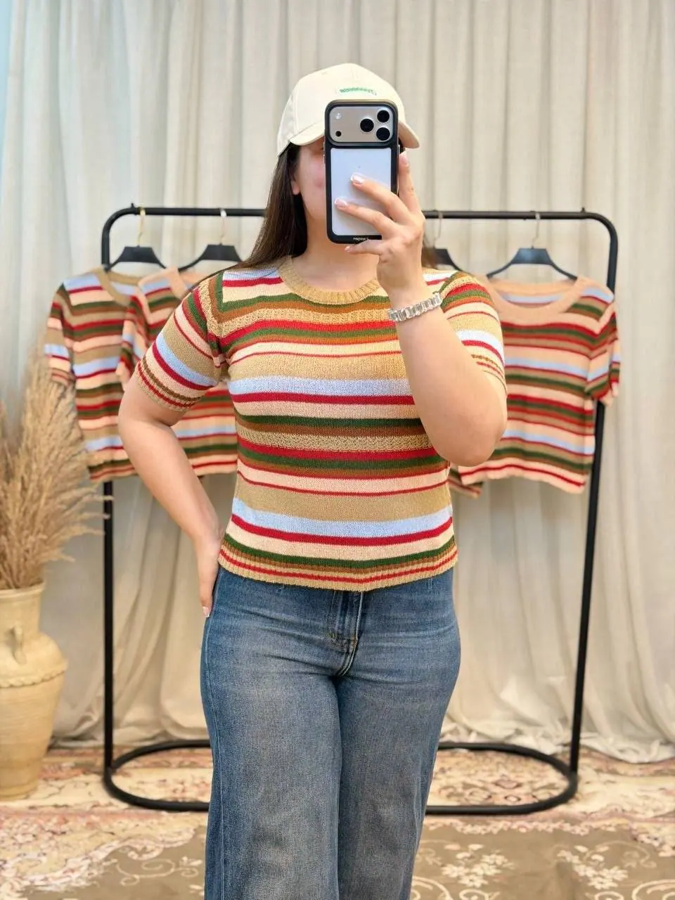بلوز بافت وینتیج راه‌راه
